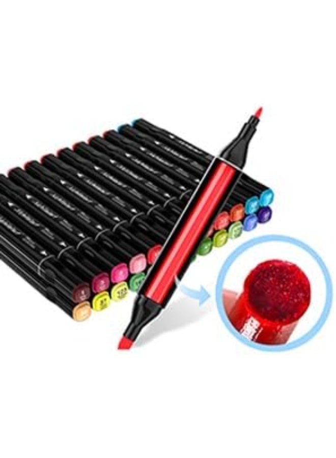 تاتش مجموعة أقلام رسم فنية مكونة من 48 لون بأطراف مزدوجة: نمط أزميل رفيع وعريض، لوازم فنية للتلوين والرسم مع حافظة أقلام - Image 3